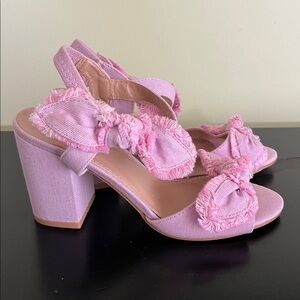 Yoki brand light pink denim Block Heel Sandals